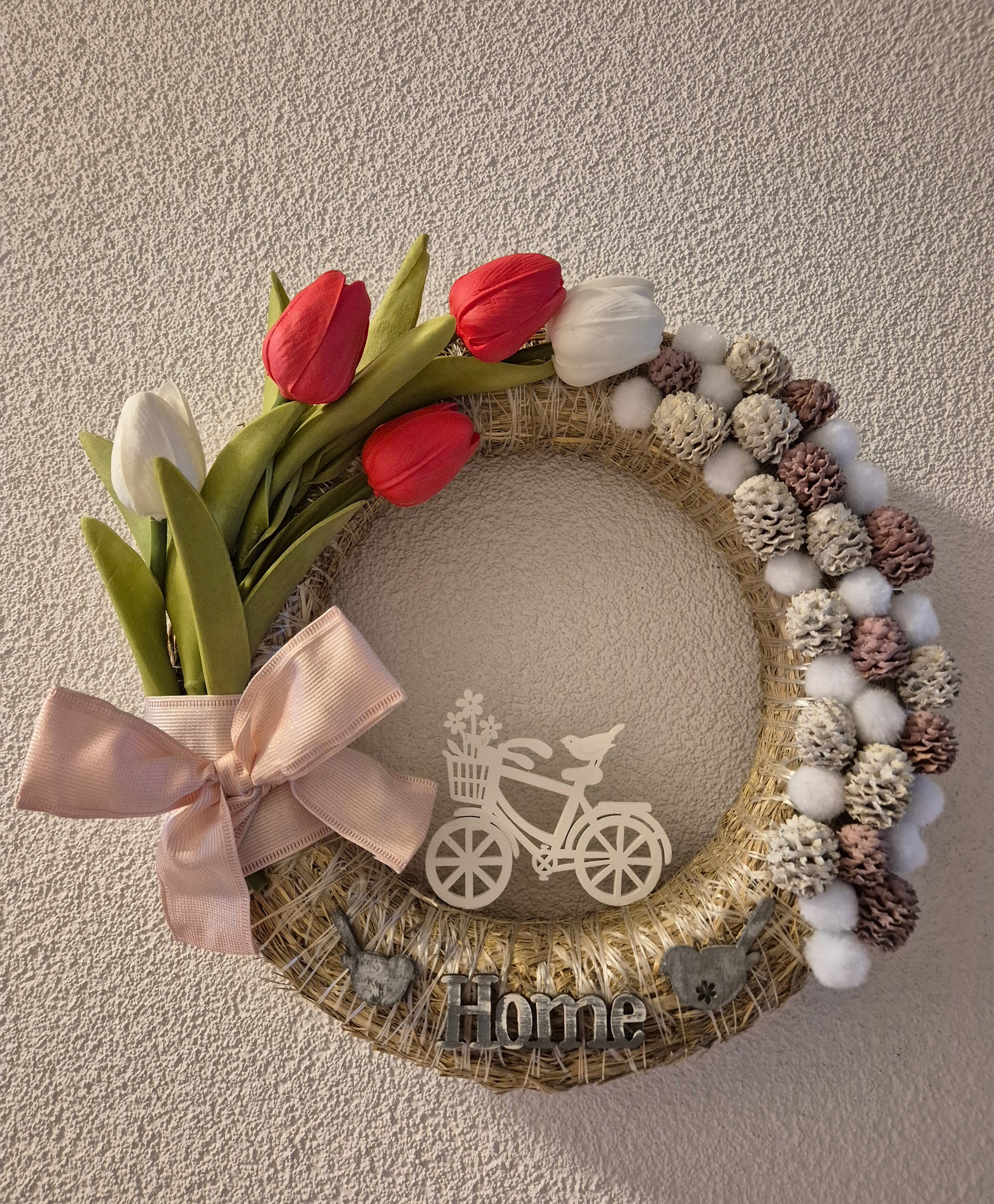 Lentetulpen met Fiets Deurkrans