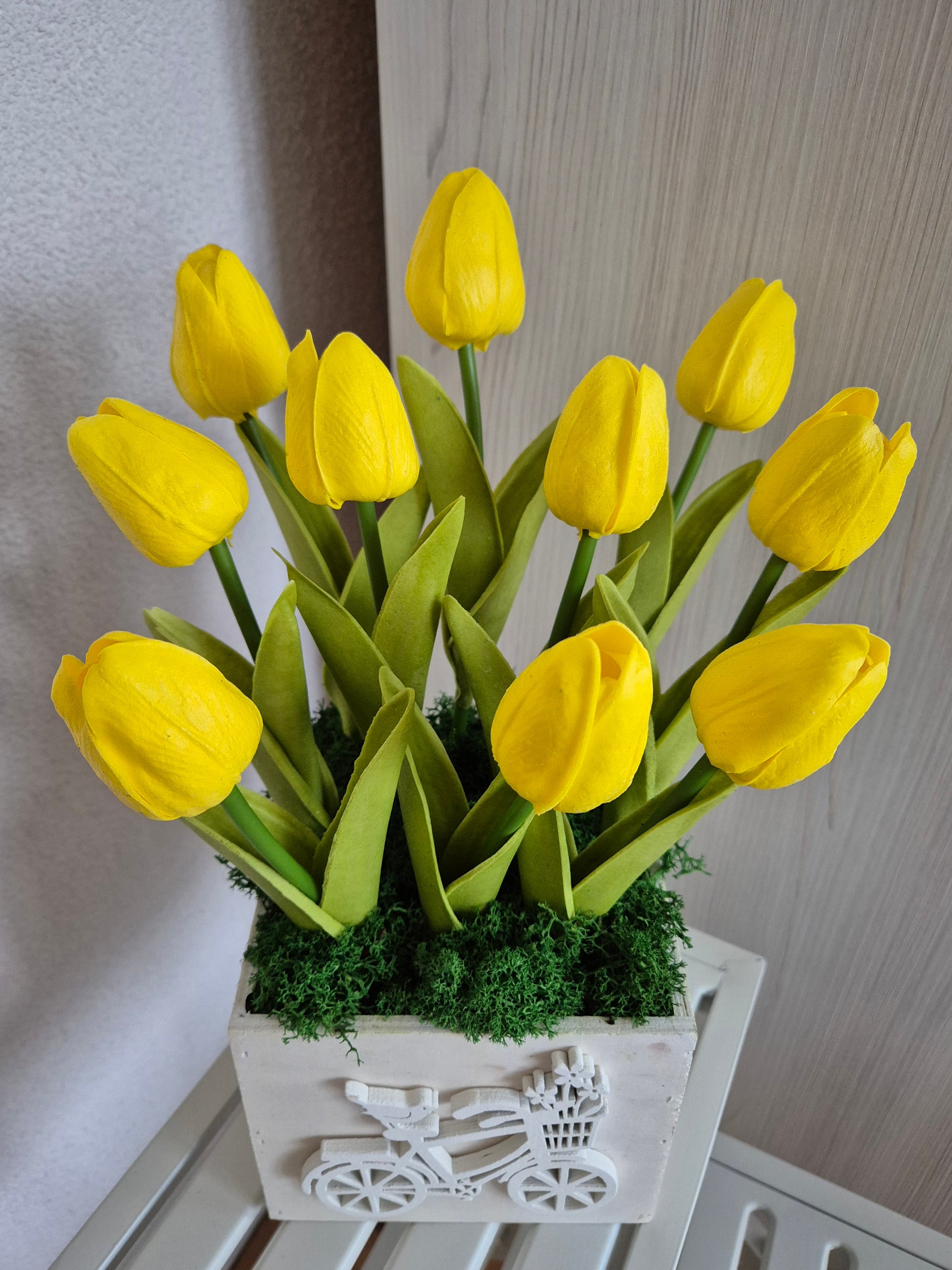 Evi – Real Touch Tulpen in Houten Decoratiebox